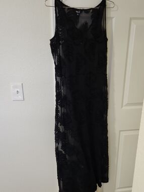 Simply Vera Vera Wang Black Sheer Embroidered Maxi Dress
